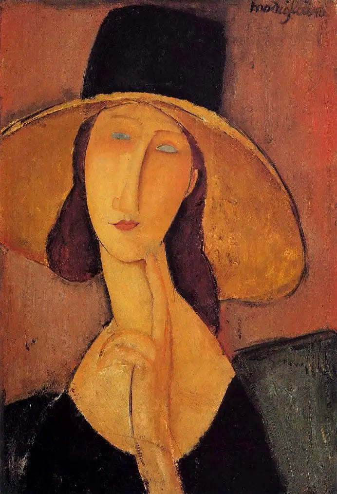 Jeanne Hébuterne s velkým kloboukem - Amedeo Modigliani