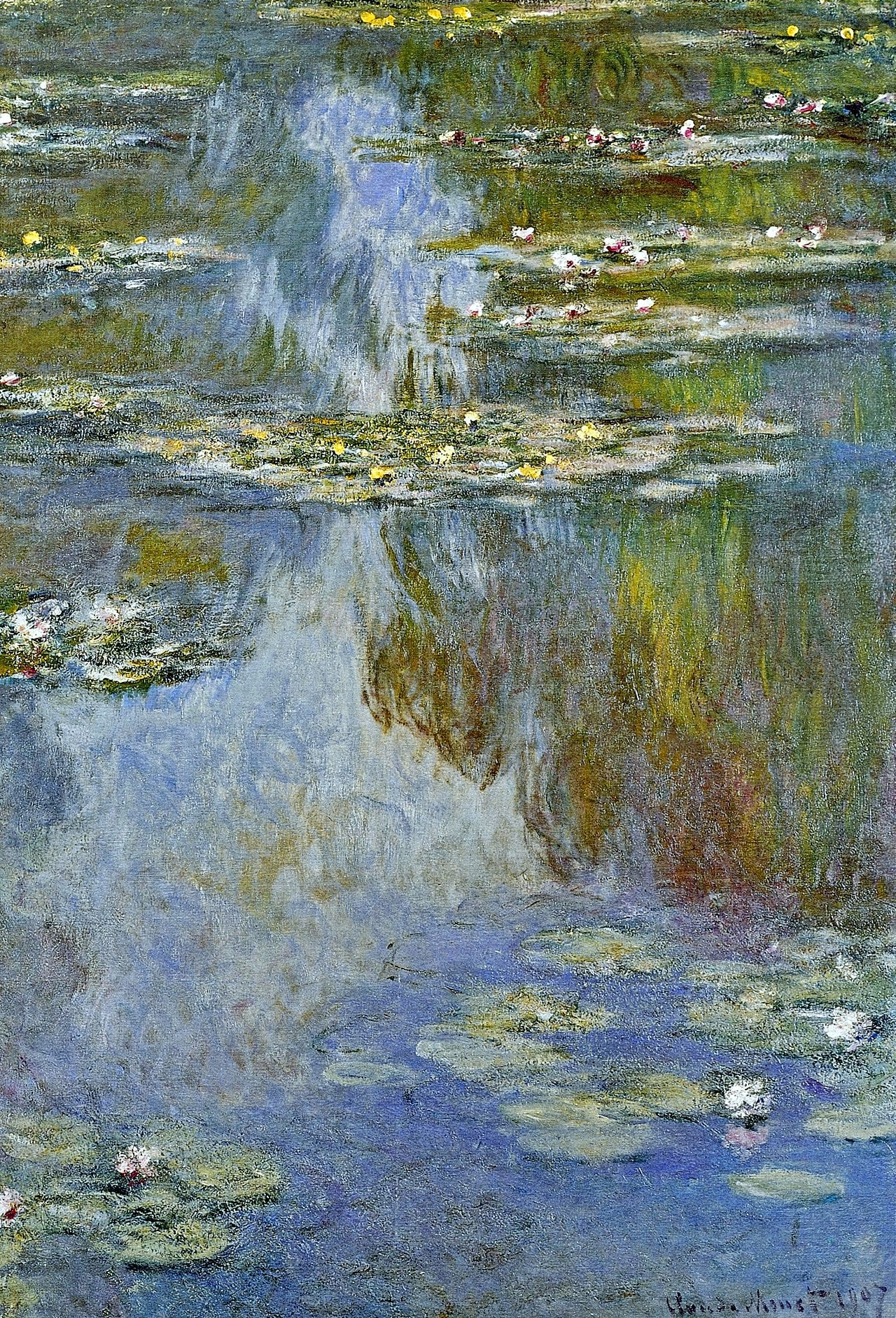 🌸 Lekníny – Modré a žluté odrazy (1907)