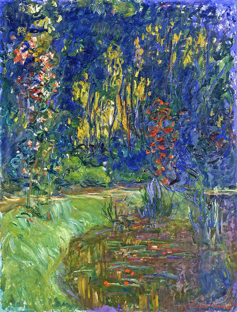 🌸 Zahradní kout v Giverny, s topolovkou a jezírkem s lekníny