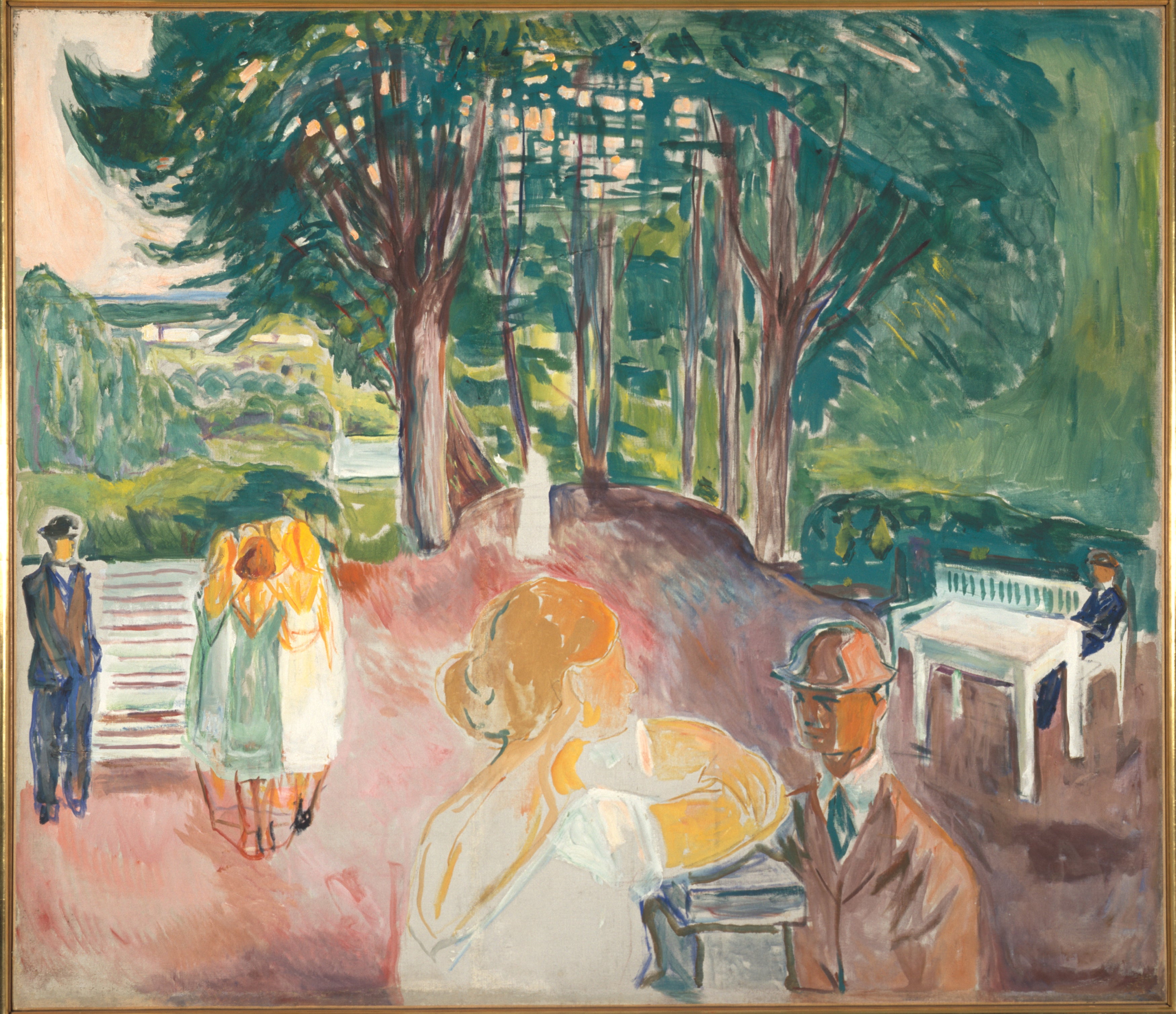 Reproduction du tableau « Flirt au parc - Edvard Munch » par Alpha Reproduction en peinture à l’huile