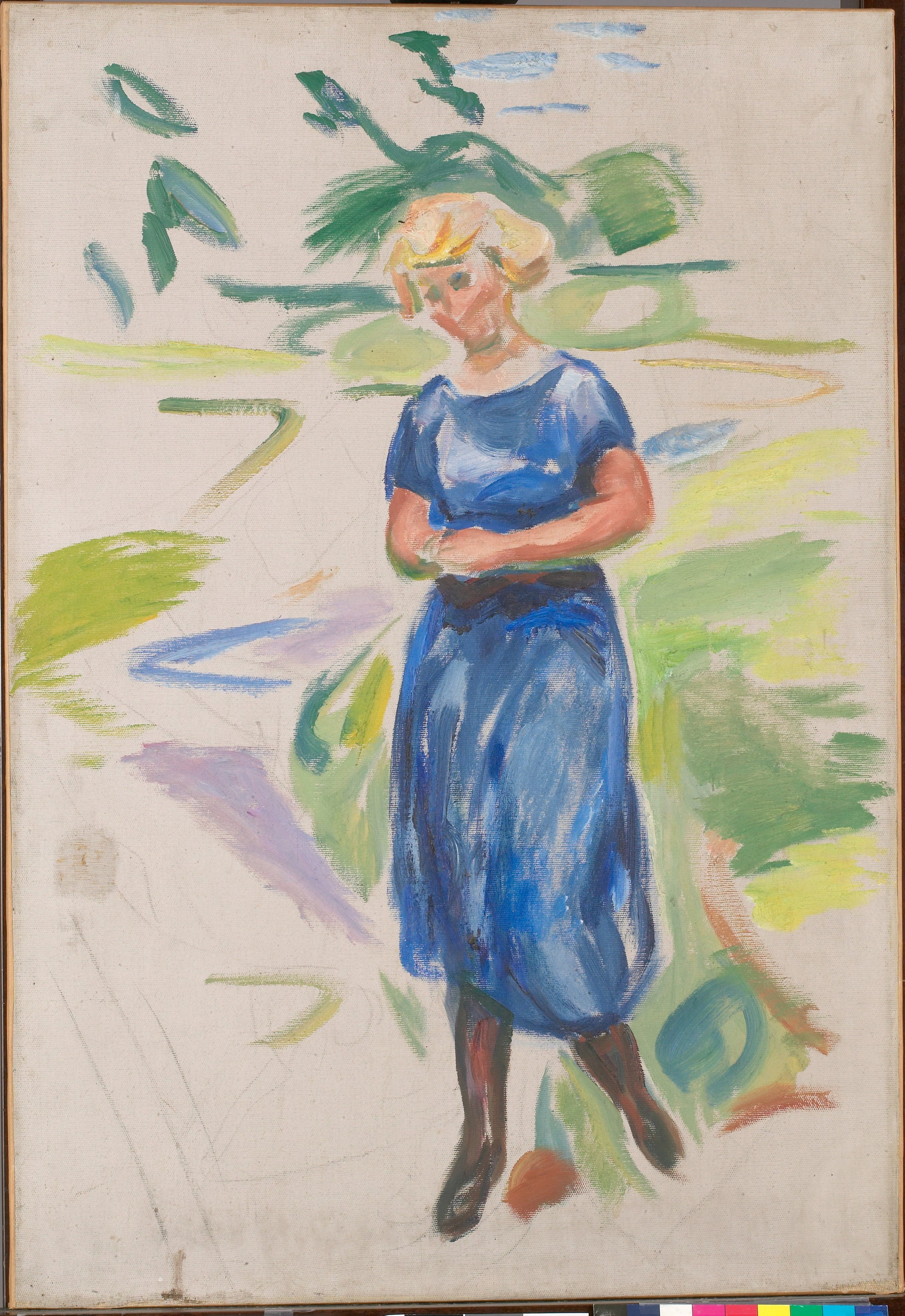 Reproduction du tableau « Femme à la robe bleue - Edvard Munch » par Alpha Reproduction en peinture à l’huile
