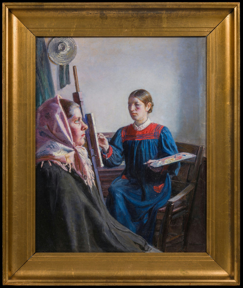 Anna Ancher maluje model - Michael Peter Ancher