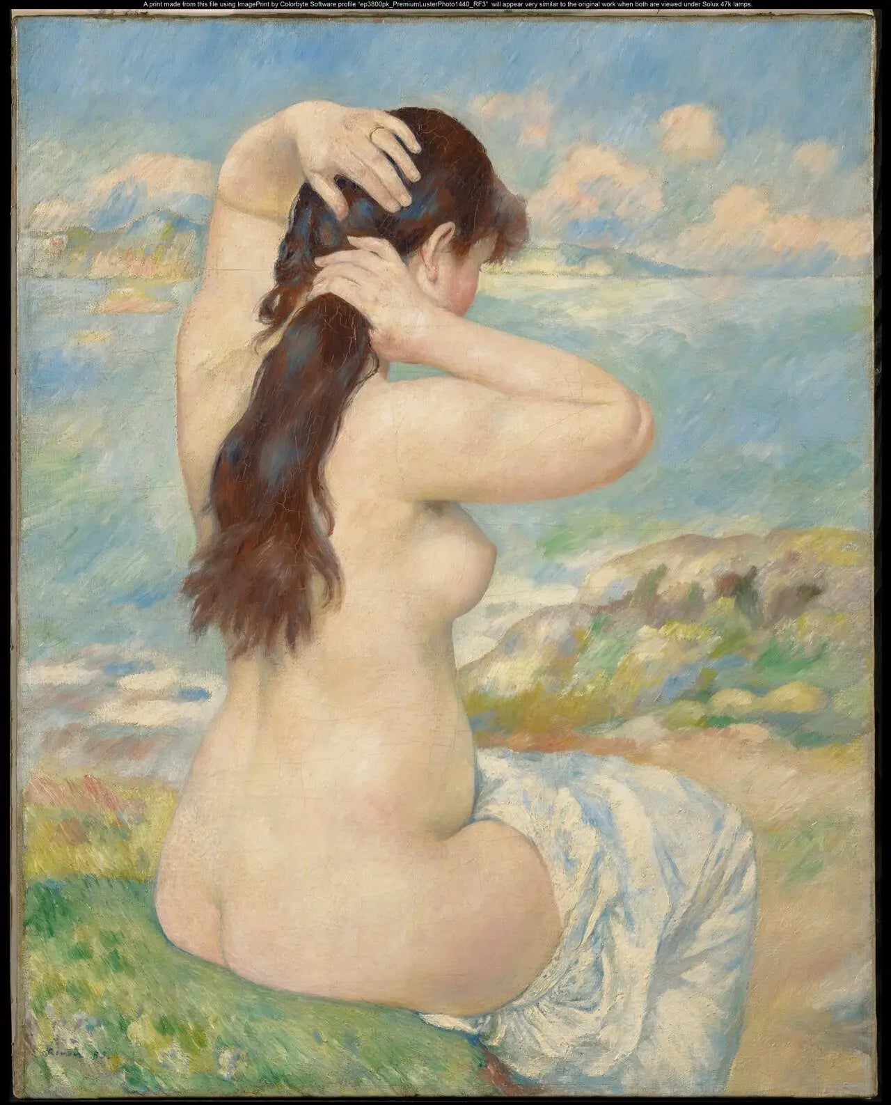 Reproduction du tableau « Baigneuse se coiffant - Pierre-Auguste Renoir » par Alpha Reproduction en peinture à l’huile