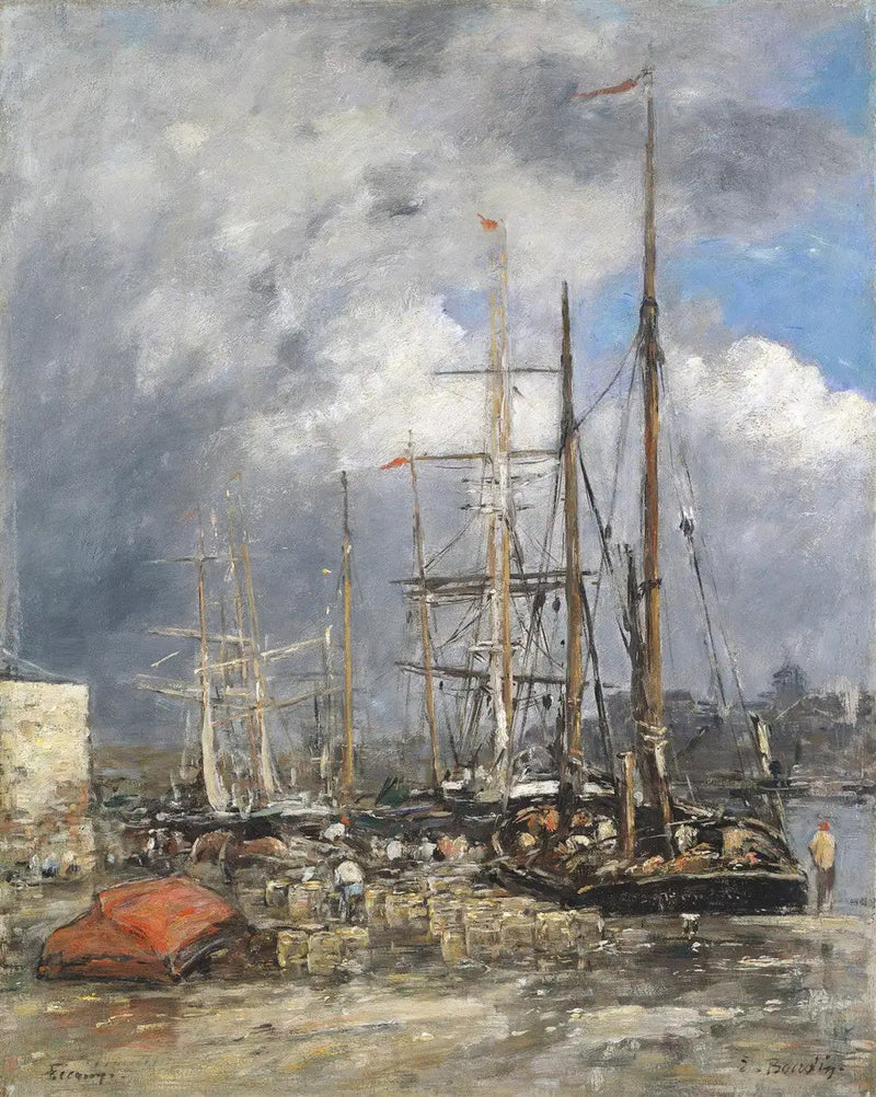 Rybářské lodě ve Fécampu - Eugène Boudin