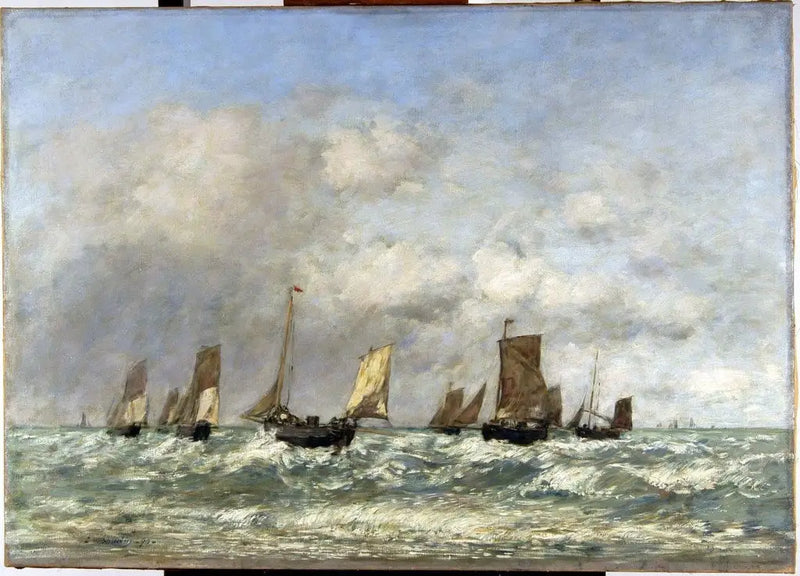 Berck: odjezd člunů - Eugène Boudin