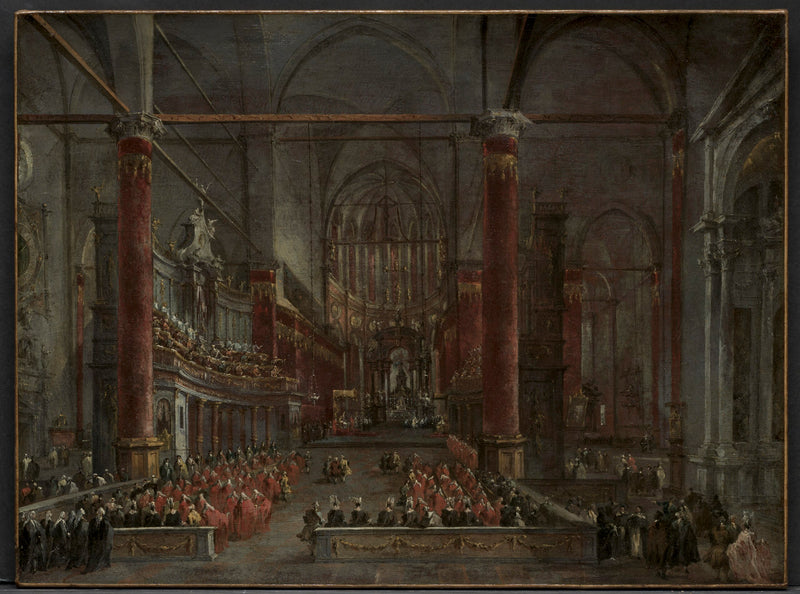 Pontifikální obřad v kostele svatého Jana Křtitele v Benátkách, 1782 - Francesco Guardi