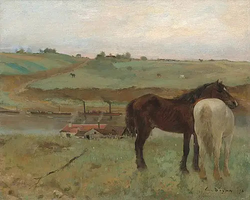 Reproduction du tableau « Chevaux dans un pré - Edgar Degas » par Alpha Reproduction en peinture à l’huile