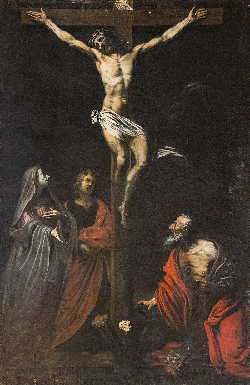 Ukřižování s Pannou Marií, svatým Janem a svatým Jeronýmem - Jusepe de Ribera