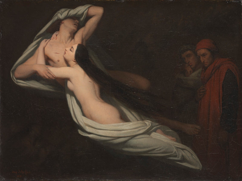 Dante a Virgilius potkávají stíny Francescy da Rimini a Paola - Ary Scheffer
