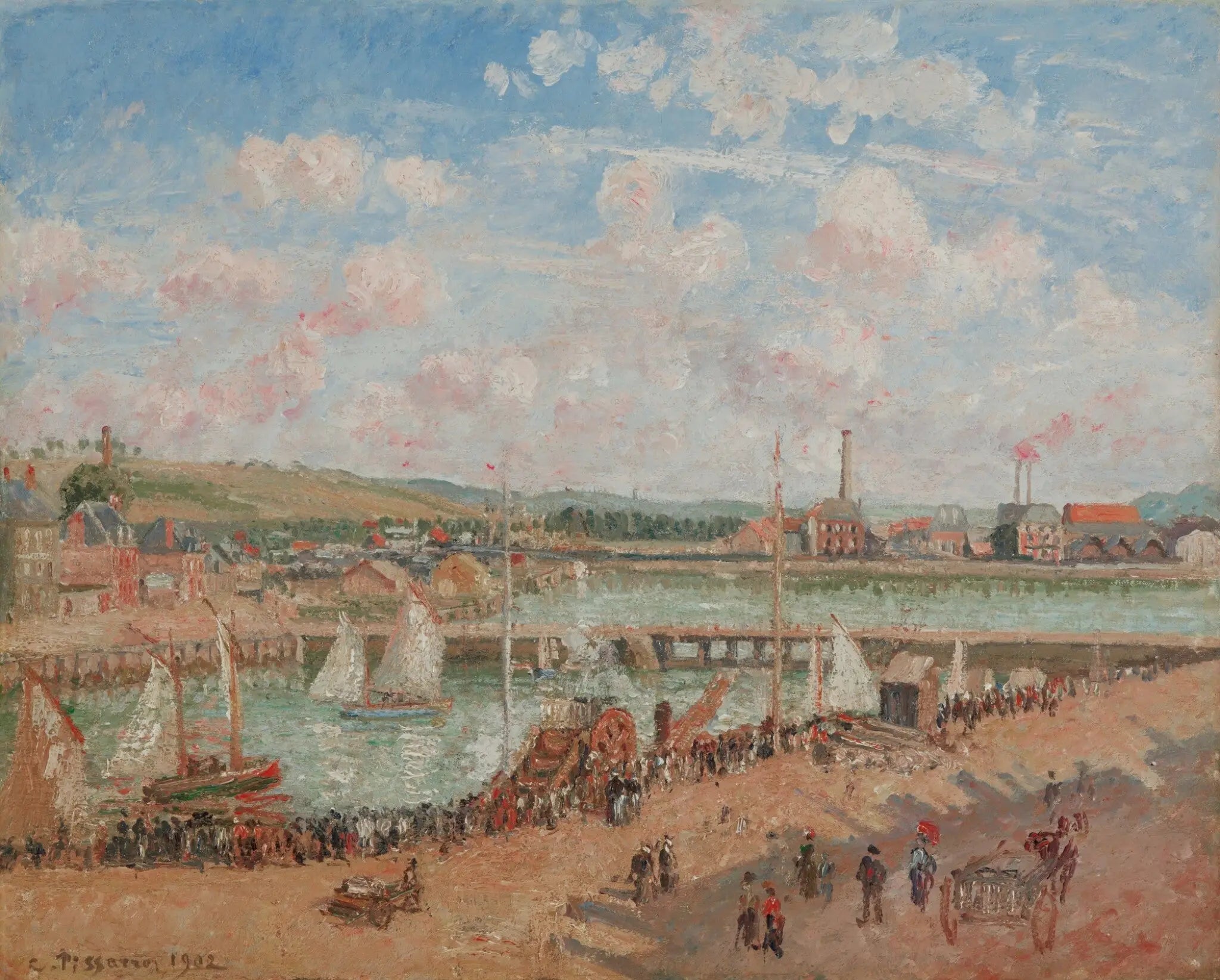 Reproduction du tableau « Darse de pêche, Dieppe, matin, temps gris - Camille Pissarro » par Alpha Reproduction en peinture à l’huile