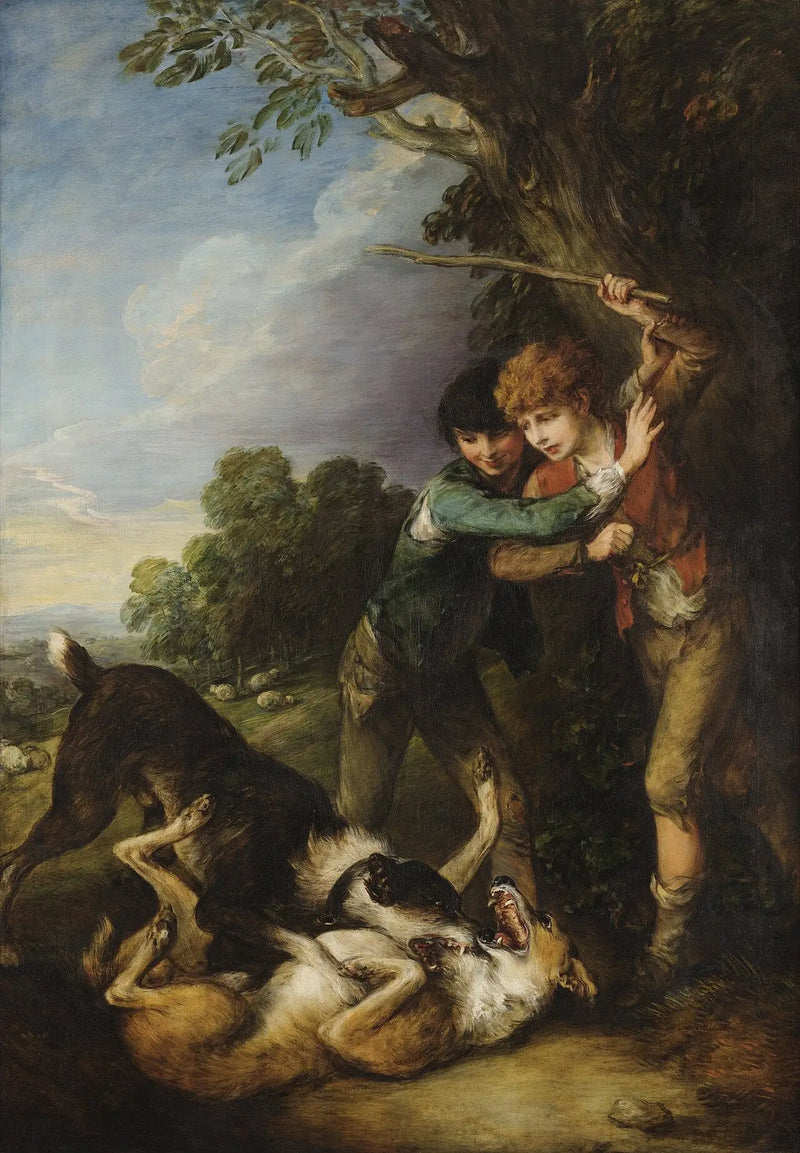 Dva pastýři se perou s psy - Thomas Gainsborough