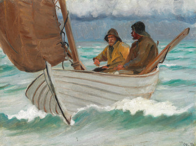Dva rybáři ze Skagenu na plachetnici u pobřeží. - Michael Peter Ancher