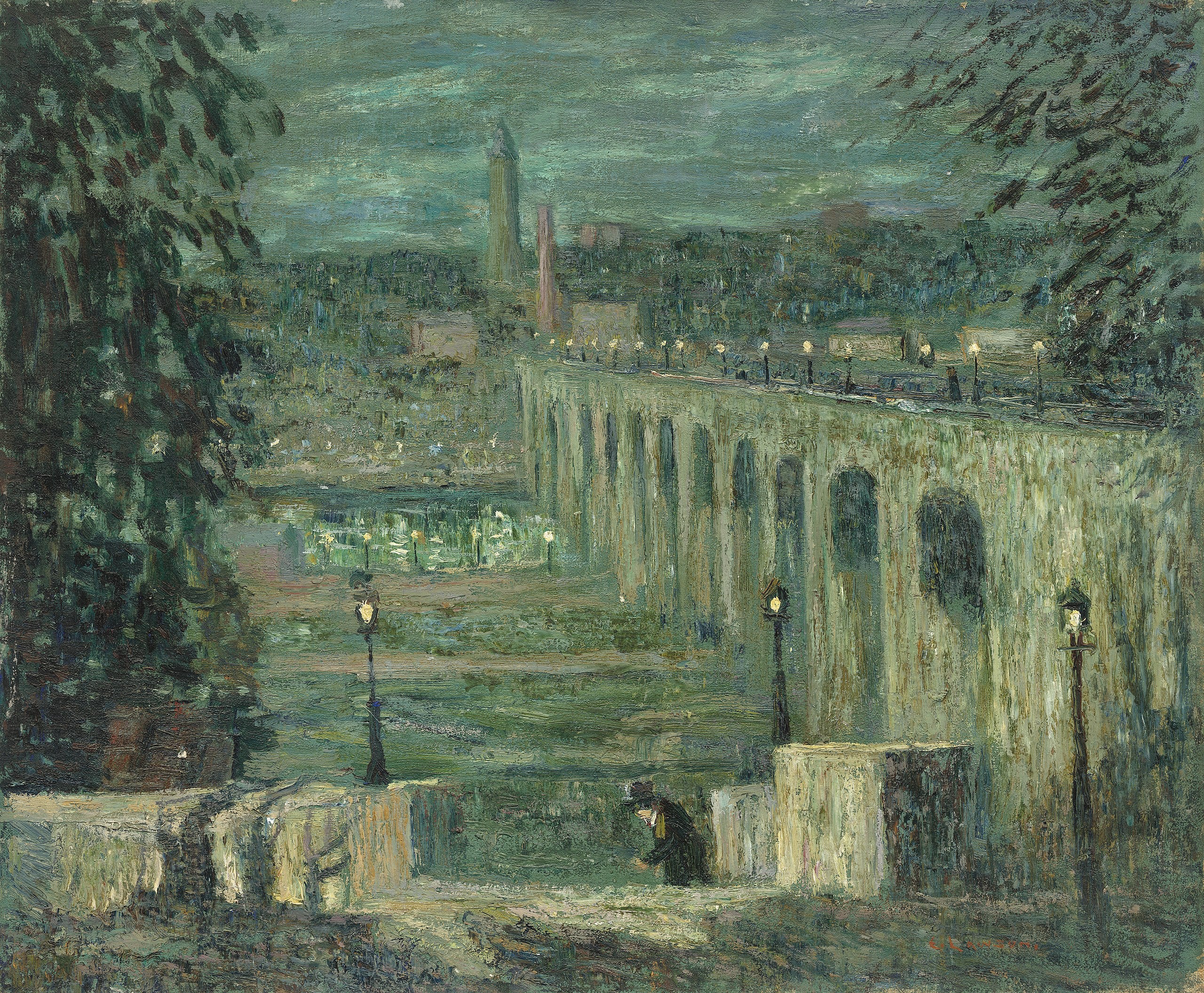 High Bridge la nuit, New York - Ernest Lawson