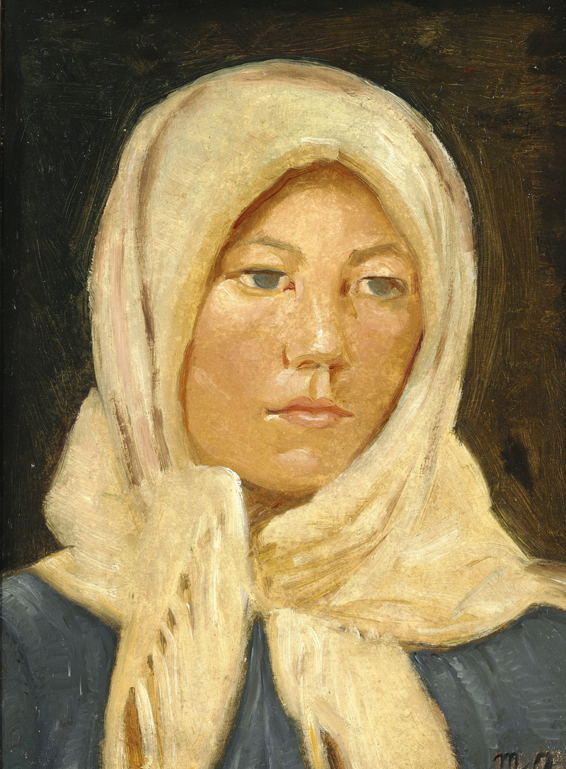 Mladá žena ze Skagenu v šálu. - Michael Peter Ancher