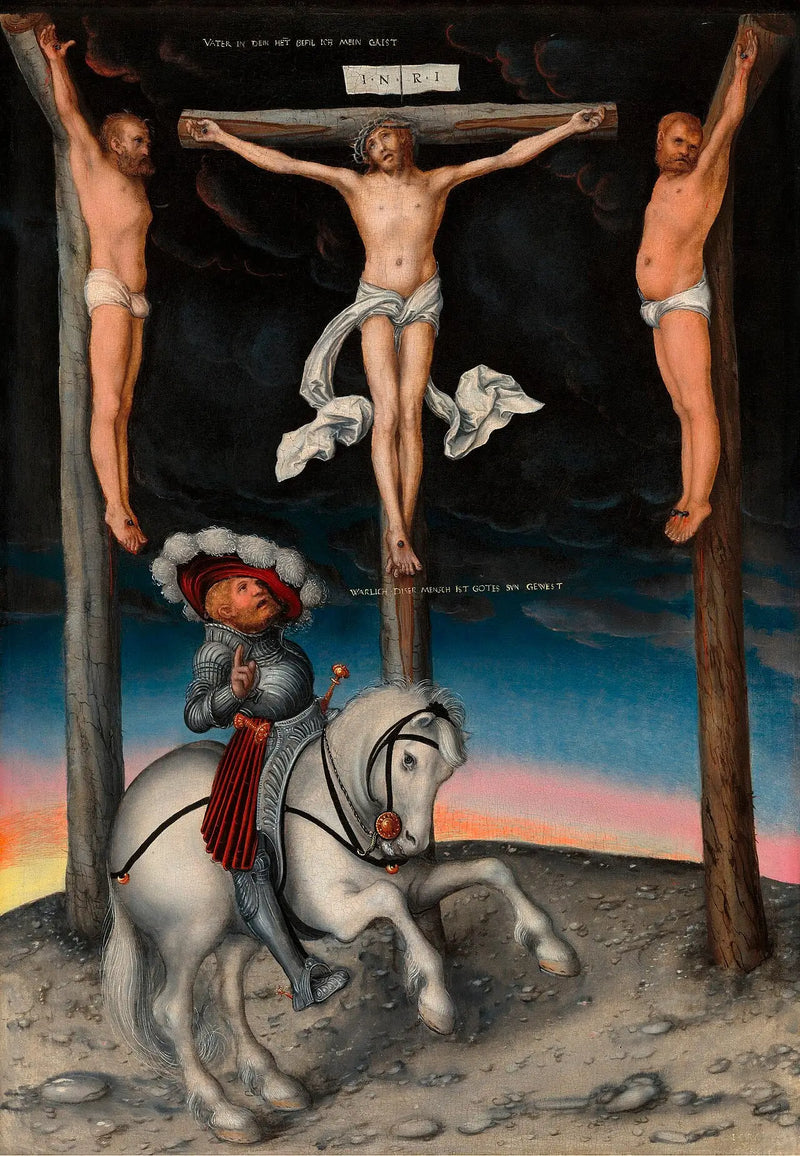 Ukřižování s konverzí stotníka - Lucas Cranach starší