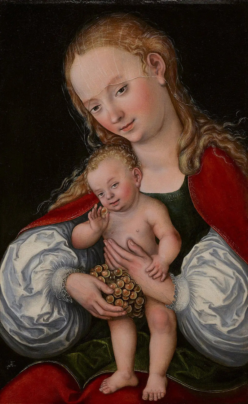 Panna Marie s dítětem a hrozny - Lucas Cranach starší
