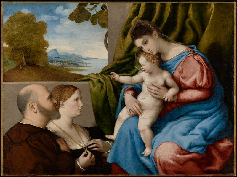 Panna s dítětem a dvěma dárci - Lorenzo Lotto