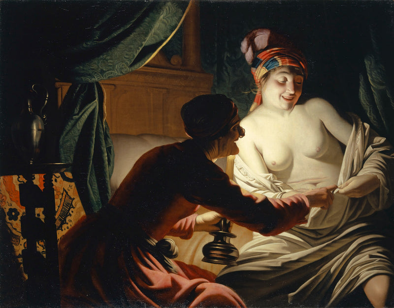 Lov na blechy při světle svíčky - Gerrit van Honthorst