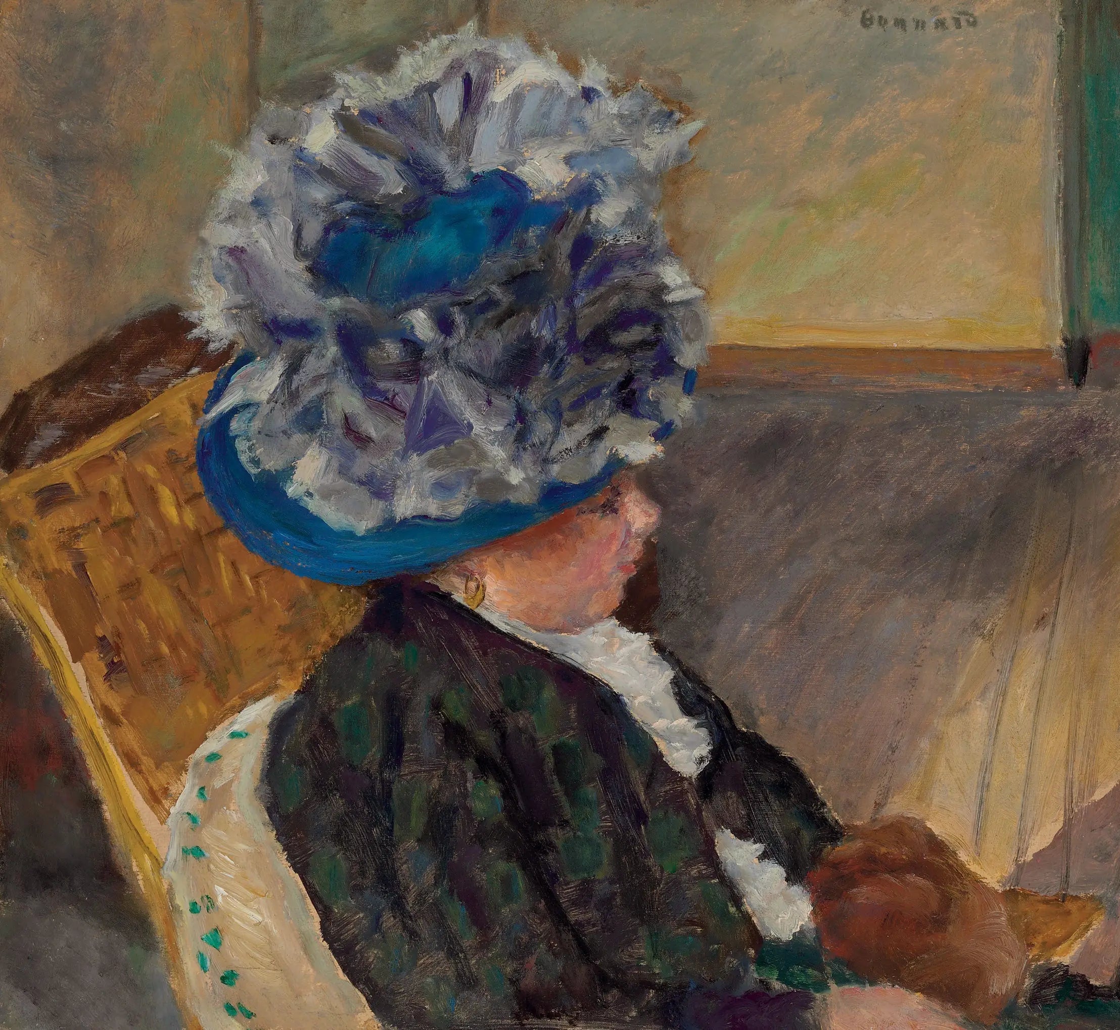 Reproduction du tableau « La femme au chapeau bleu - Pierre Bonnard » par Alpha Reproduction en peinture à l’huile