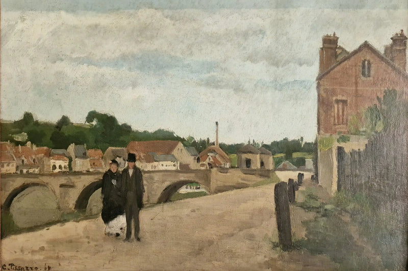 Cesta k zámku a most Pontoise - Camille Pissarro