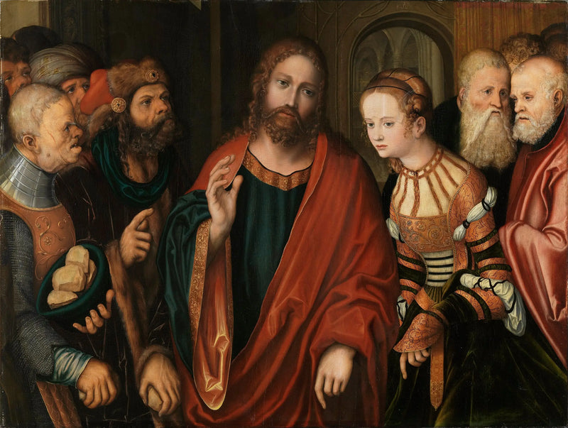 Kristus a žena přistižená při cizoložství - Lucas Cranach starší