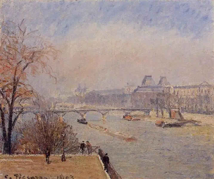 Louvre, ráno, břečťan v březnu - Camille Pissarro