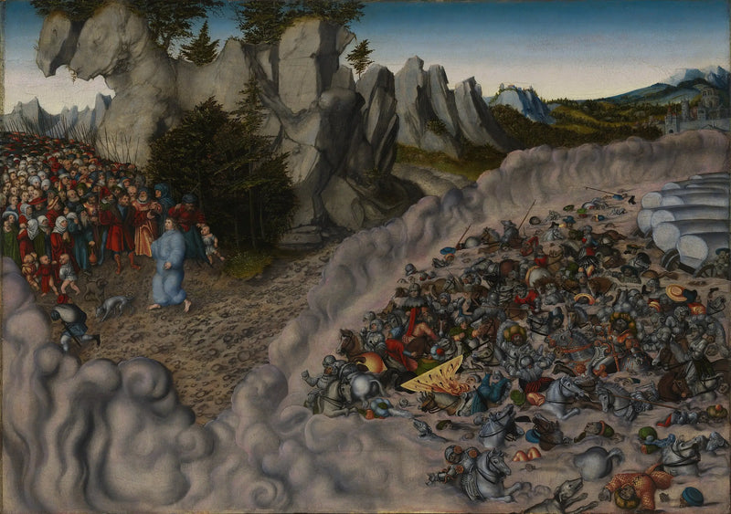 Armády faraona ponořené do Rudého moře - Lucas Cranach starší