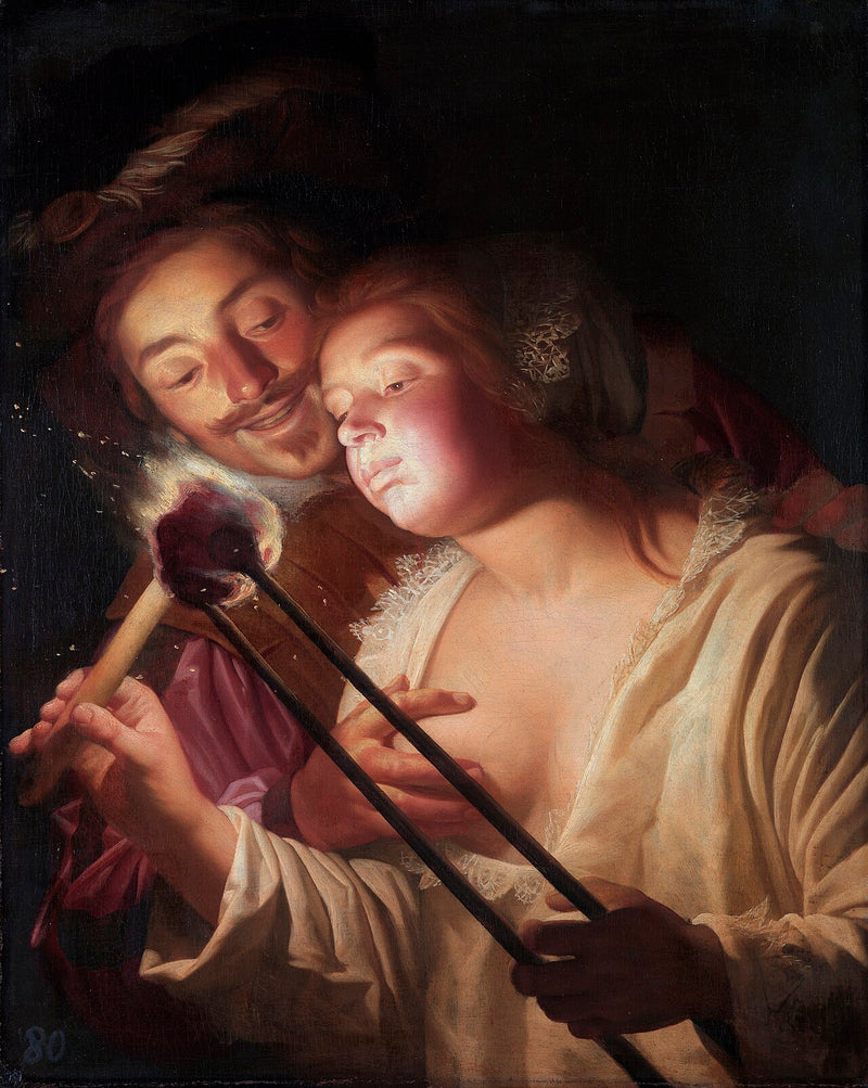 Voják a dívka - Gerrit van Honthorst