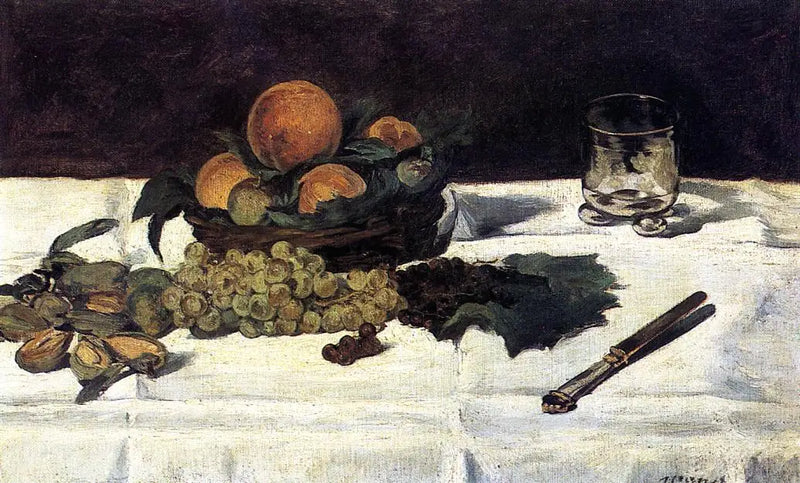 Zátiší s sklenicí a ovocem - Édouard Manet