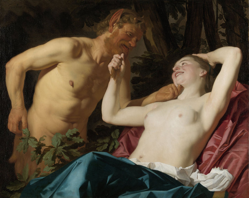 Nymfa a satyr - Gerrit van Honthorst