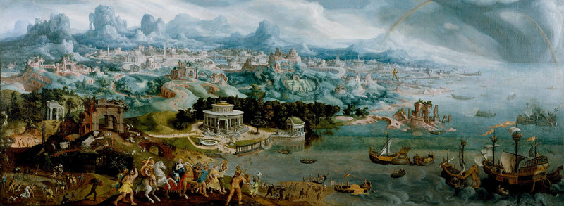 Panorama de l'enlèvement d'Hélène au milieu des merveilles du monde antique - Maarten van Heemskerck