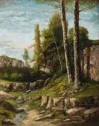 Krajina s dvojitými stromy - Gustave Courbet