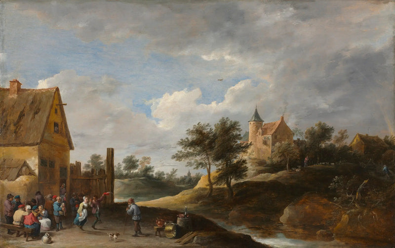Landschaft mit Bauern, die tanzen - David Teniers mladší