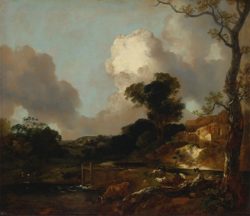 Krajina s potokem a přehradou - Thomas Gainsborough