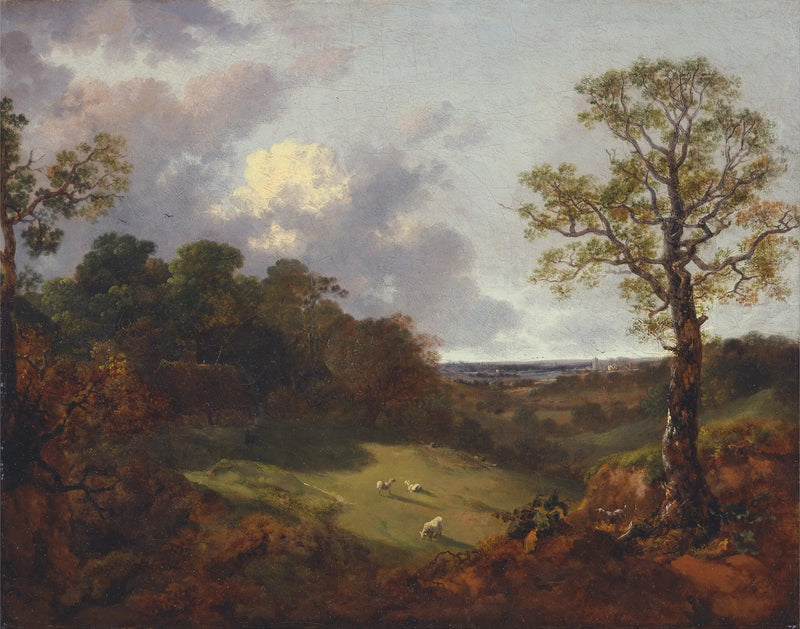 Lesní krajina s chatou a pastevcem - Thomas Gainsborough