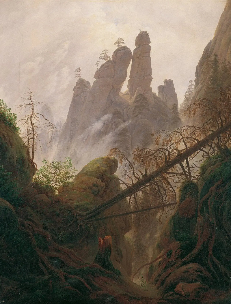 Skalnatá krajina v Elbsandsteingebirge - Caspar David Friedrich