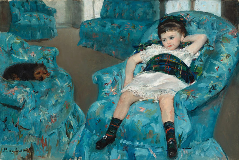 Malá dívka v modrém křesle - Mary Cassatt