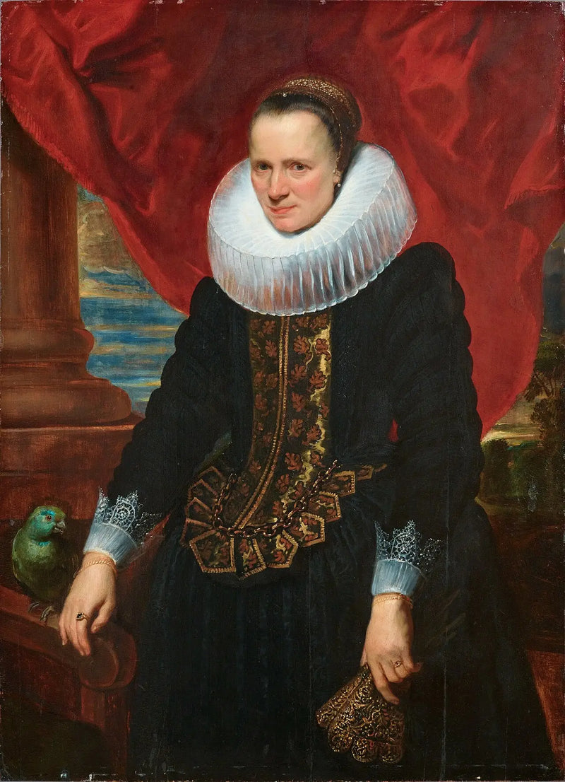 Portrét ženy s papouškem - Antoine van Dyck