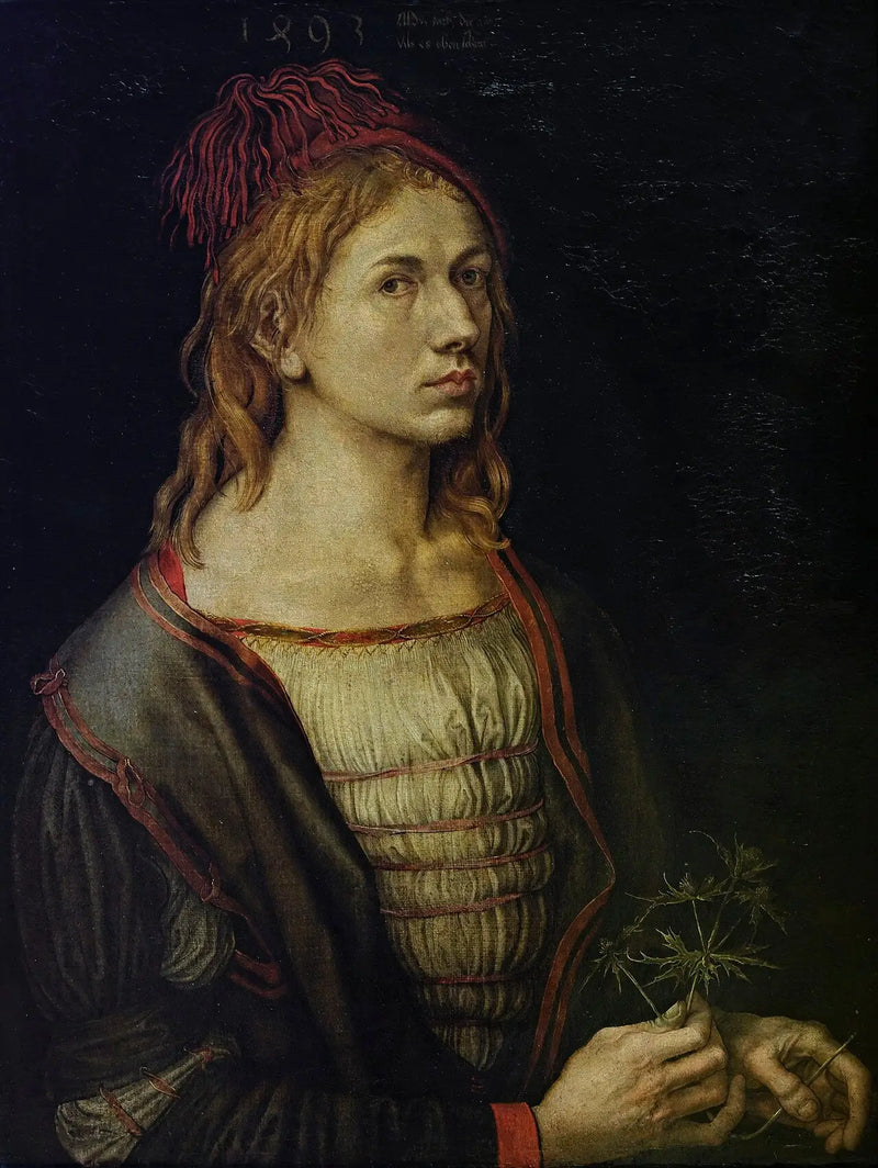 Portrét umělce nájemníka s bodlákem - Albrecht Dürer