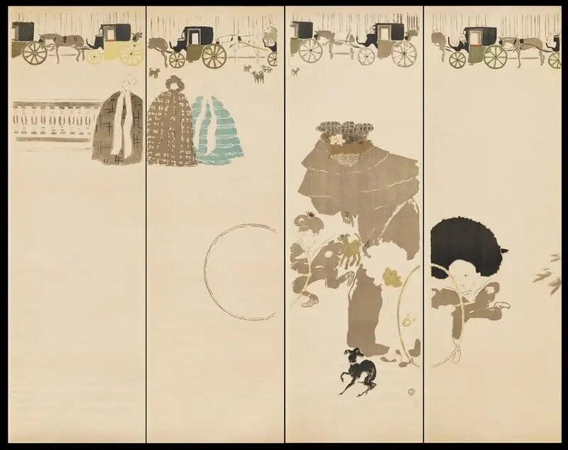 Reproduction du tableau « Promenade des Nounous, Frise des Fiacres - Pierre Bonnard » par Alpha Reproduction en peinture à l’huile