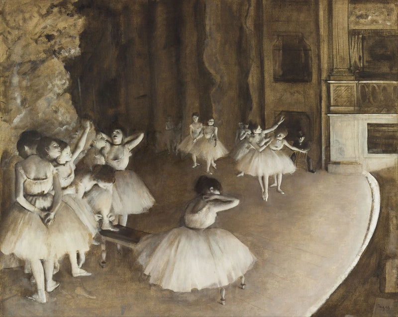 Opakování baletu na scéně - Edgar Degas