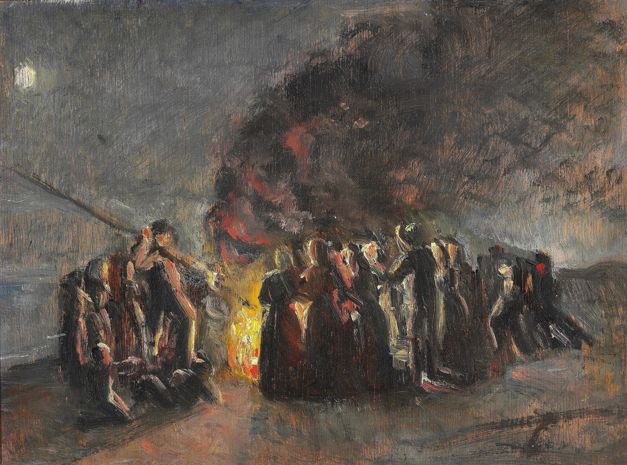 Předvečer letního slunovratu, pláž Skagen. -Michael Peter Ancher