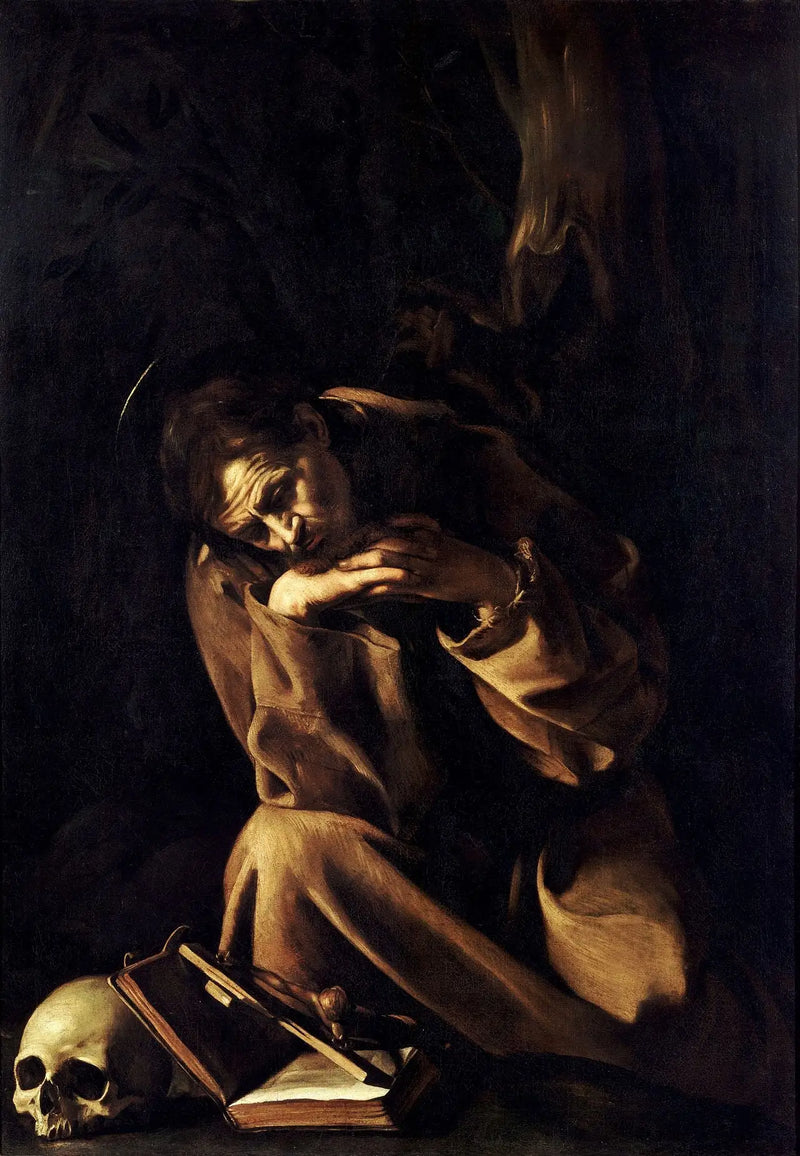 Svatý František v meditaci nad křížem - Caravaggio