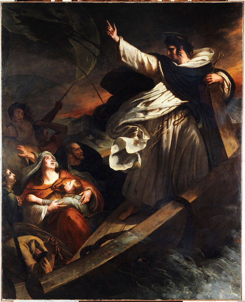 Svatý Tomáš Akvinský kázající důvěru v Boha během bouře - Ary Scheffer