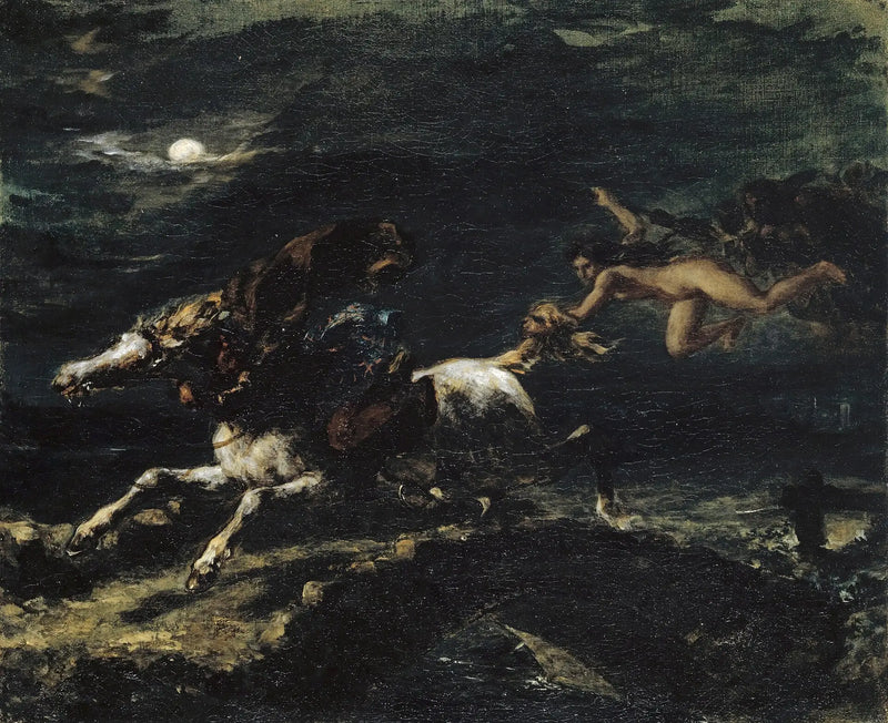 Tam O'Shanter pronásledovaný čarodějnicemi - Eugène Delacroix