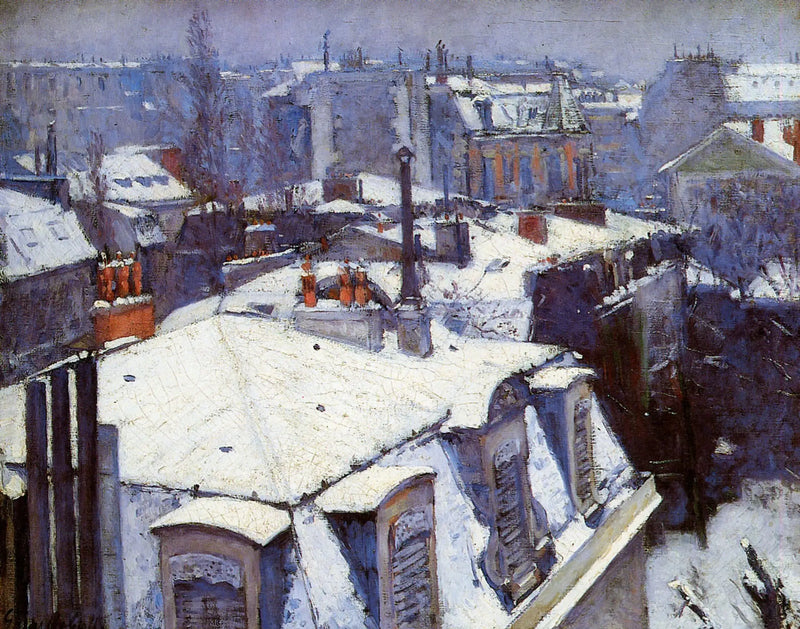Zasněžené střechy - Gustave Caillebotte