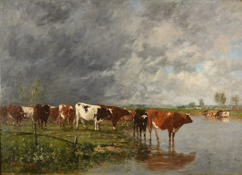 Stádo napájící se - Eugène Boudin