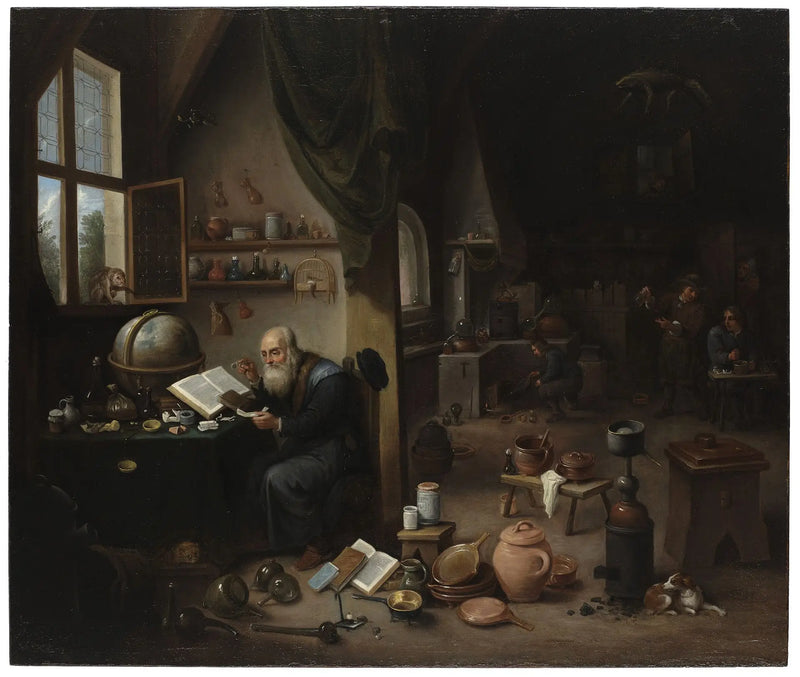 Alchymista ve svém laboratoři. - David Teniers le Jeune