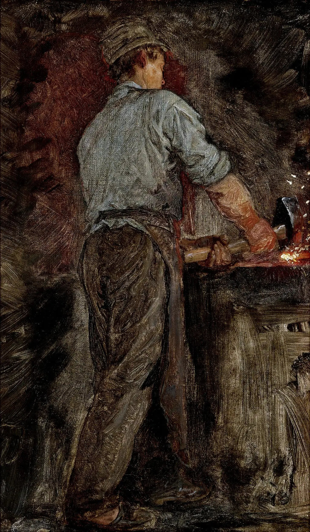 Un forgeron. En pied vu de dos. Étude. - Peder Severin Krøyer - Alpha Reproduction