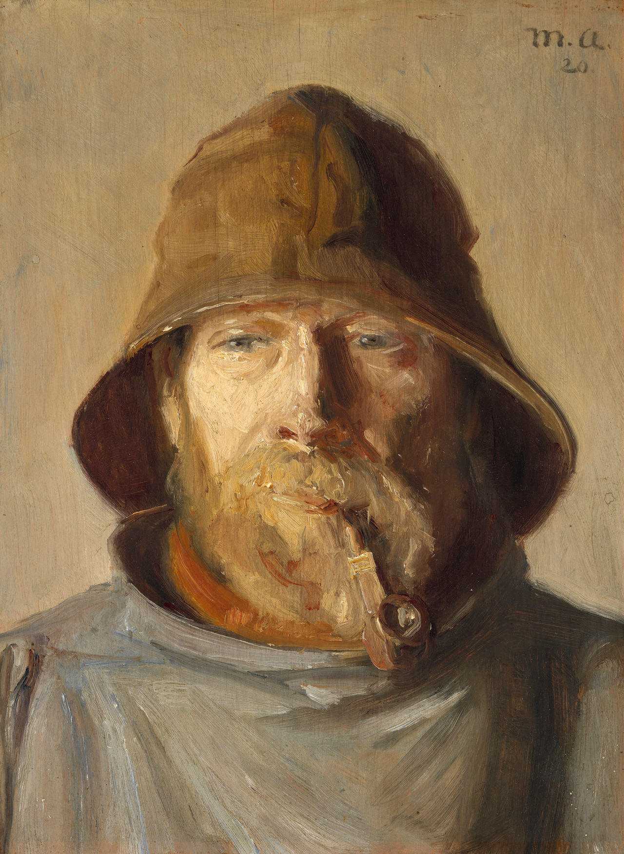 Un pêcheur fumant la pipe, Skagen. - Michael Peter Ancher